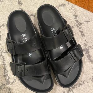 Birkenstock Black Double-Buckle rubber Slide Sandals